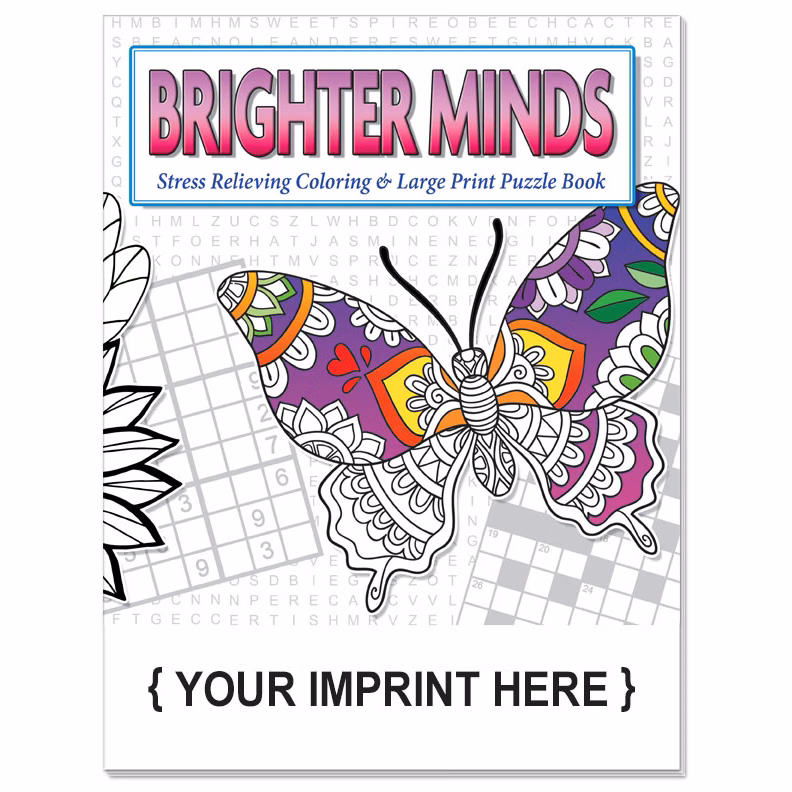 Brighter Minds - Adult Coloring and Large Print Puzzle Book Combo