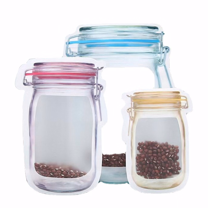 Jar Shaped Food Storage Ziplock Bag 7.68 x 4.72"