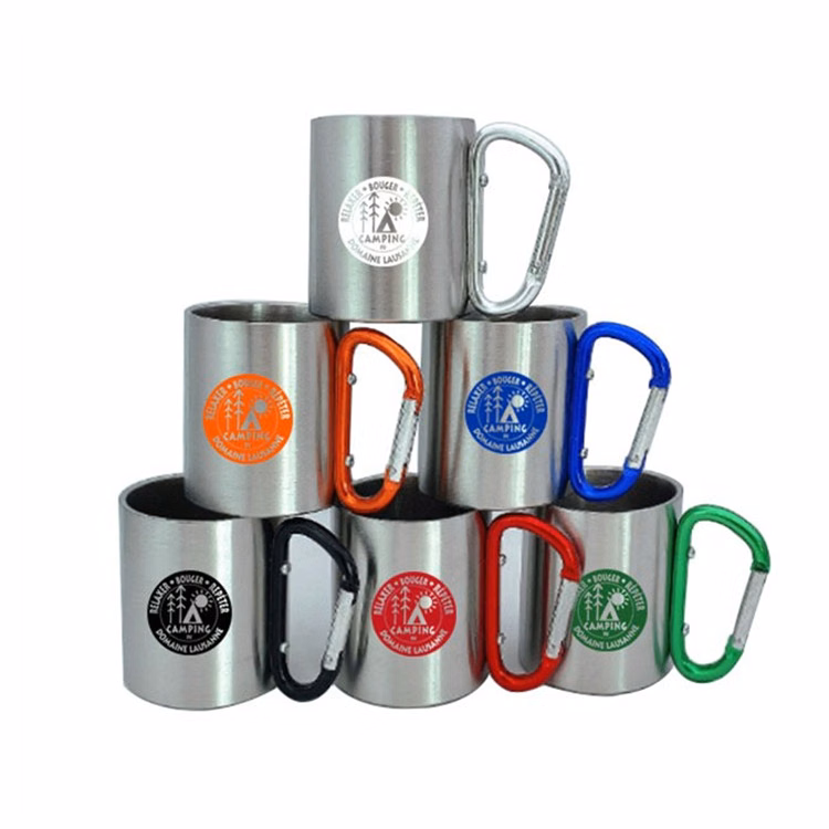 Stainless Steel Coffee Mugs with Carabiner Handles
