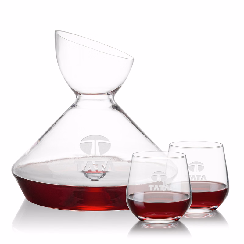 Woodbury Carafe & Garland Stemless Wine
