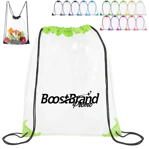 Custom Clear Drawstring Security Bag with Colored Accents — Events & Stadium Gear 1