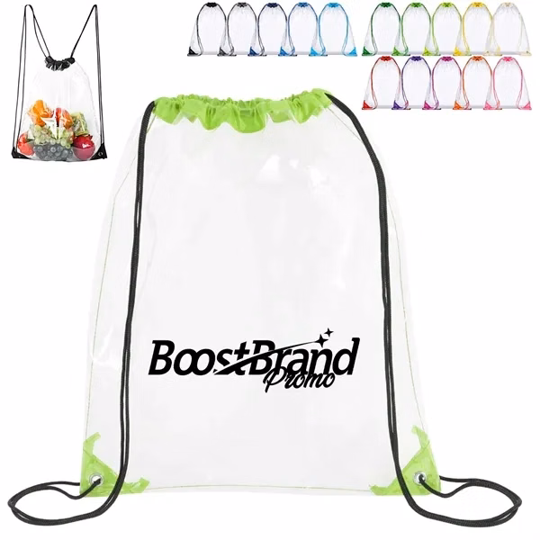 Custom Clear Drawstring Security Bag with Colored Accents — Events & Stadium Gear
