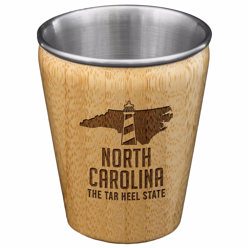 North Carolina State Bamboo and Stainless Steel Shot Glass