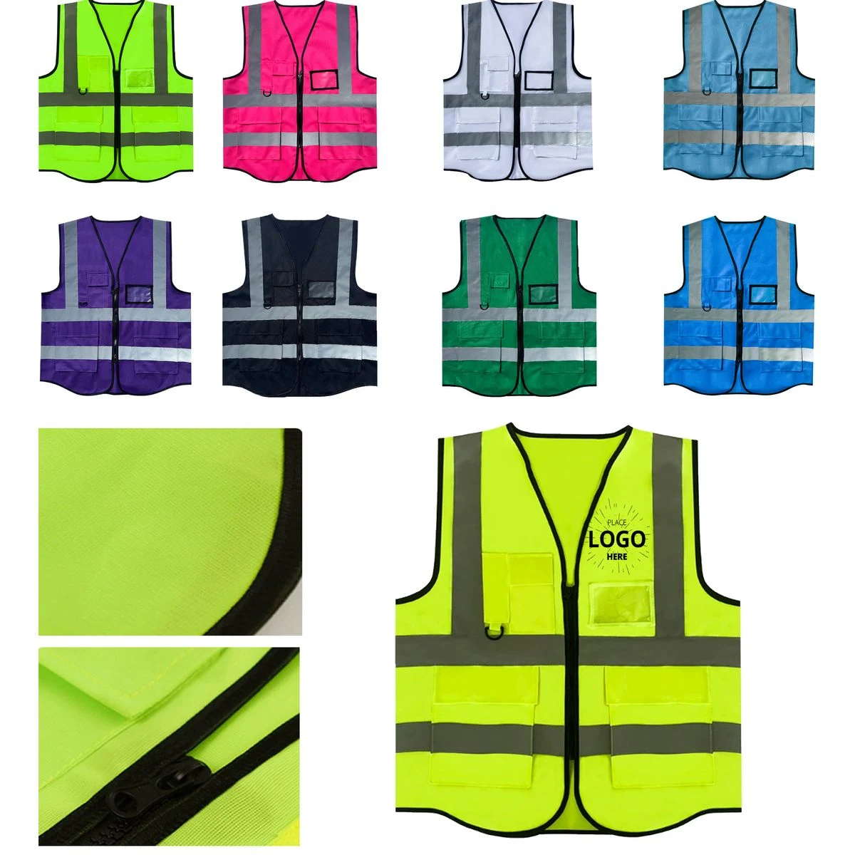 Durable Construction Traffic Cycling Reflective Vest With Reflective Pockets 1