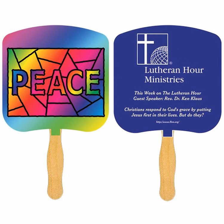 Religious Hand Fan/ Peace Stained Glass