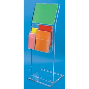 Clear Acrylic Floor Literature Display with 14x11 Sign Holder 1