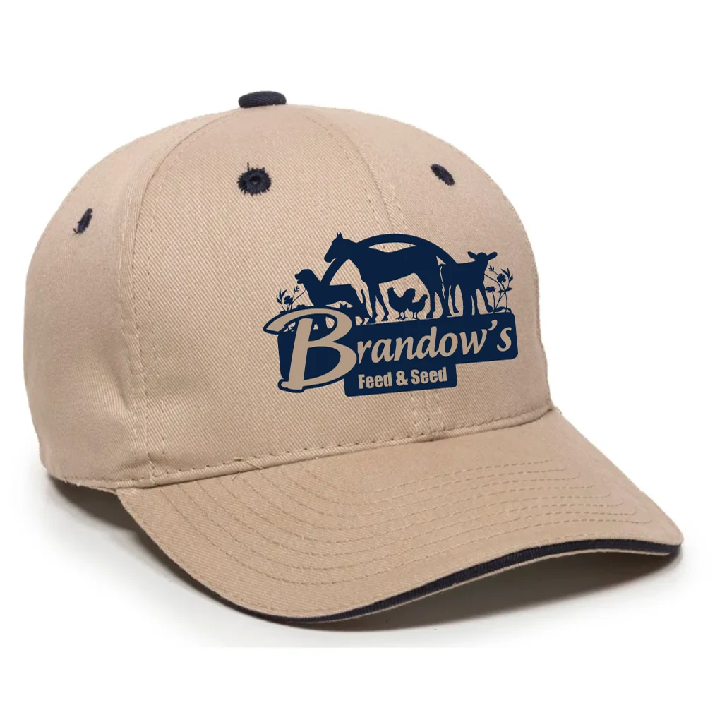 Structured 6-Panel Khaki/Navy Sandwich Baseball Cap Rx 1