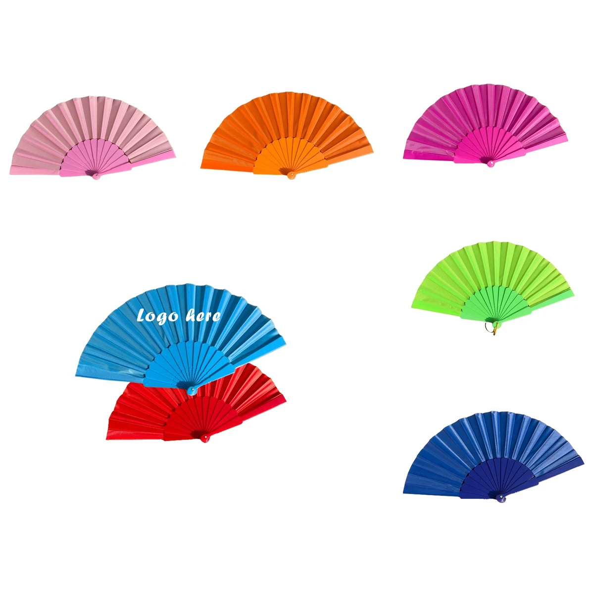 Plastic Handle Folding Fabric Hand Fans 1
