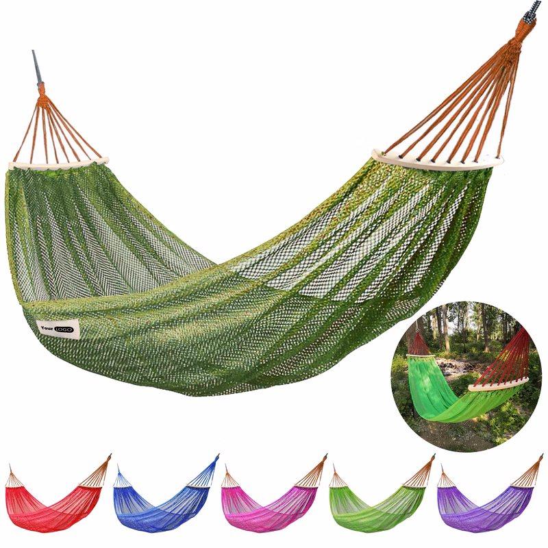 Polyester Anti Rollover Hammock With Curved Rod