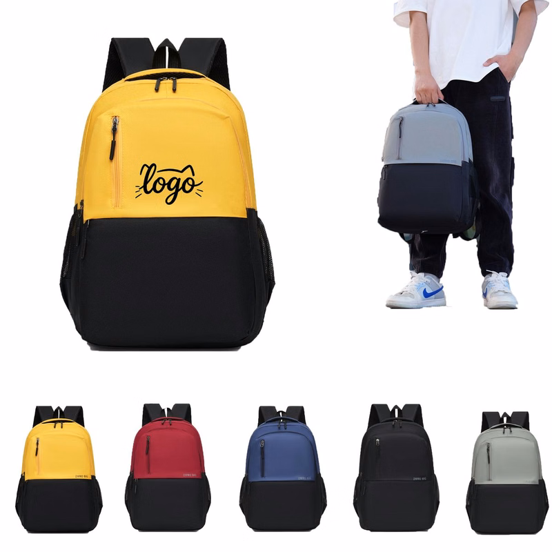 Color-Block Patchwork Dual-Shoulder Backpack for Daily Comm