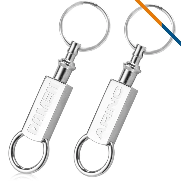 Custom Polished Chrome Valet Keychain 3.75x0.8 — Quick-Release Restaurant Promo 1