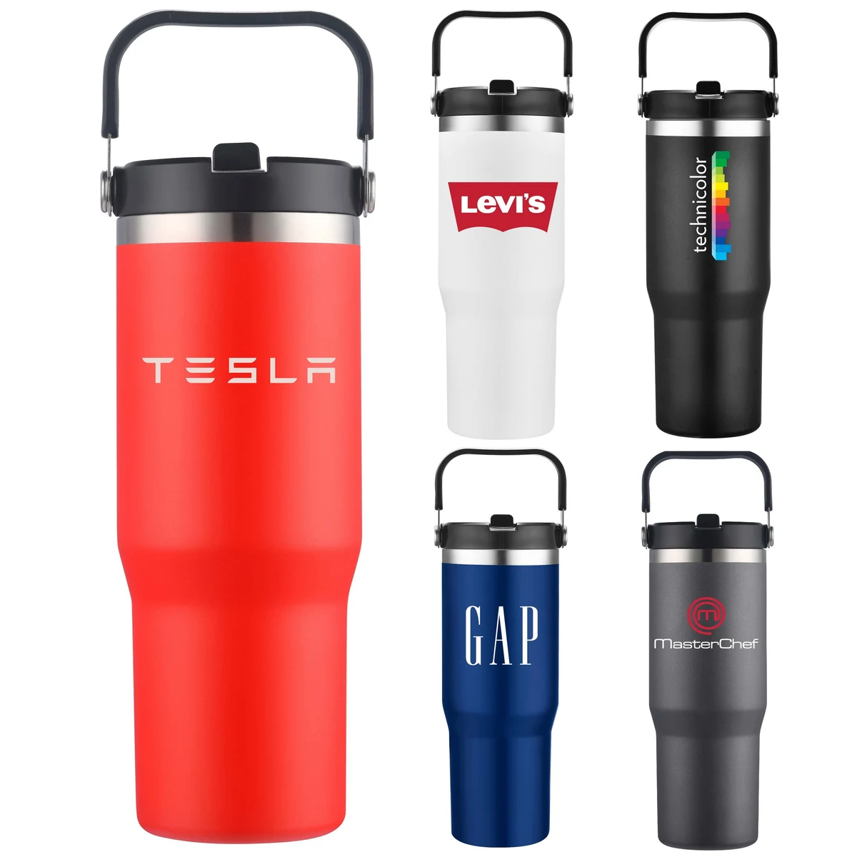 Scenesetter 30 Oz. Double Wall Vacuum Insulated Thermos w/Sip Straw and Carrying Handle Black 1
