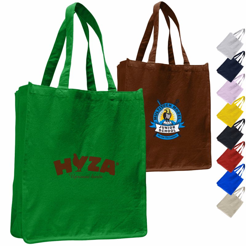 LARGE BOOK COTTON CANVAS TOTE BAG W/ REINFORCED SIDES 14"W X 17"H X 7"G