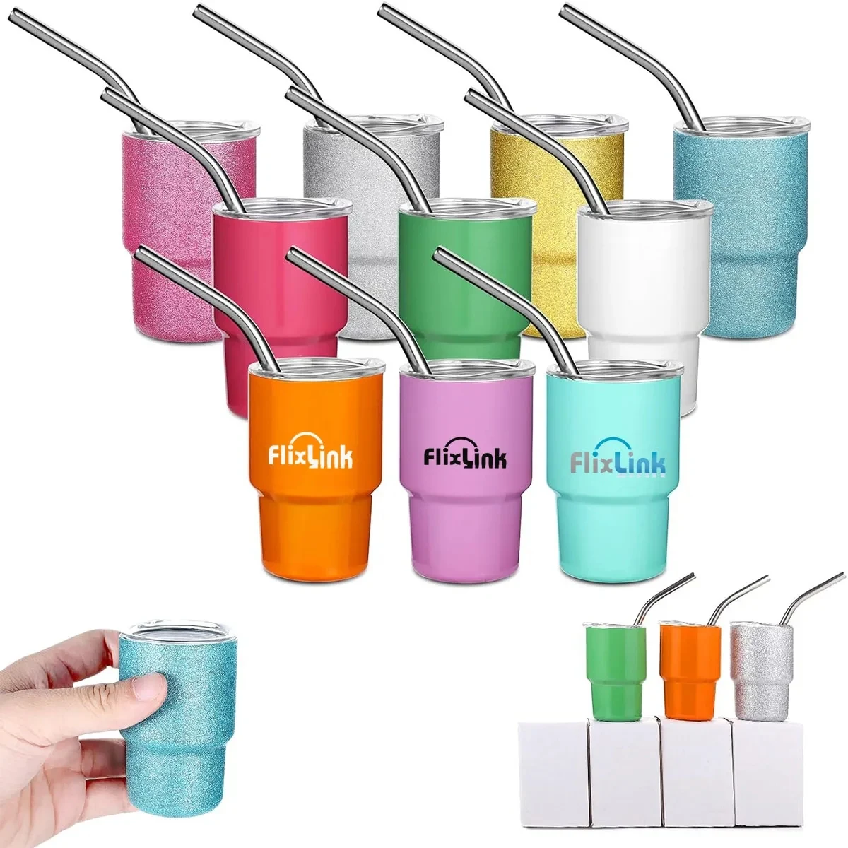 3oz Mini Tumbler Shot Glass with Straw and Lid 1