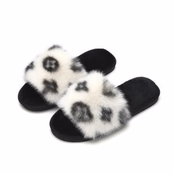 Flower Plush Cotton Slippers for Women