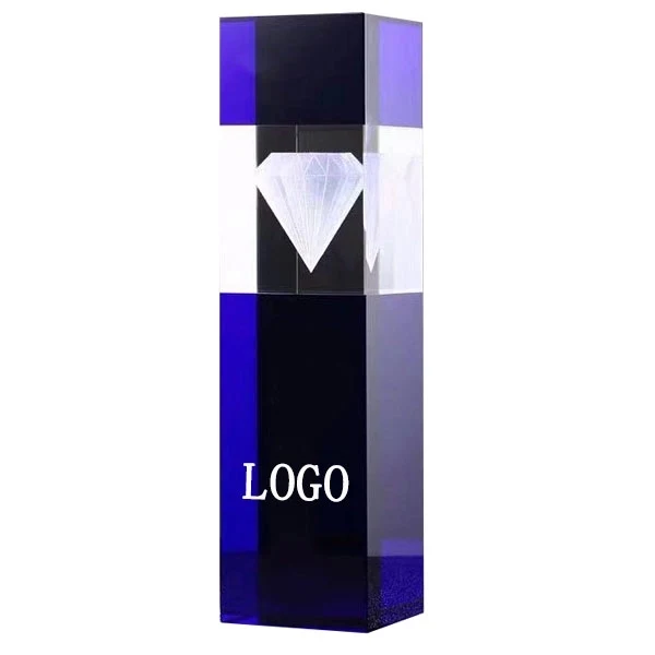 Diamond Square Pillar Crystal Trophy 1