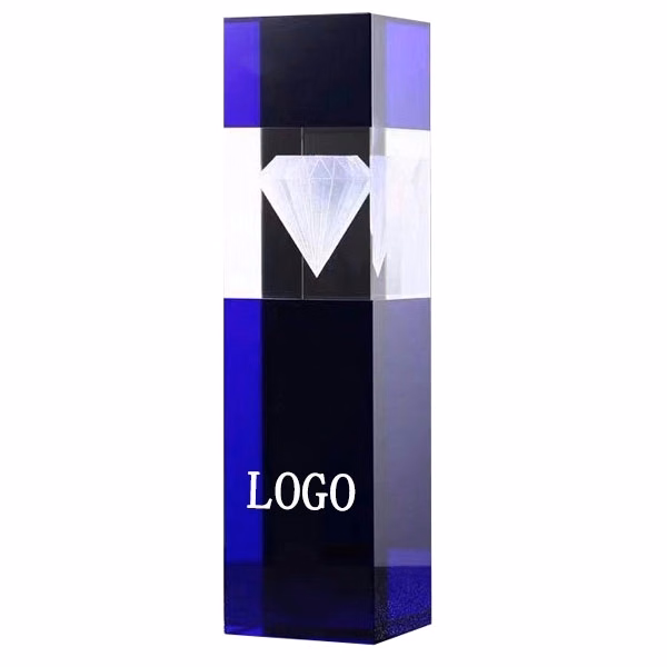 Diamond Square Pillar Crystal Trophy