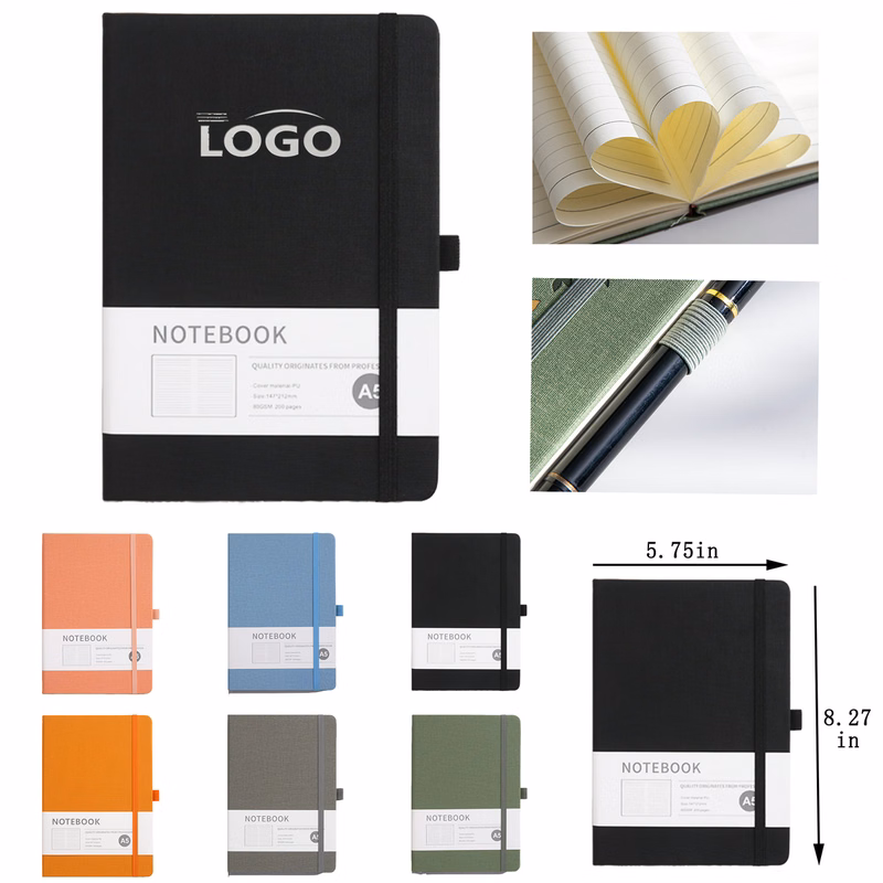 Custom Logo A5 Fabric Texture Strap Notebook