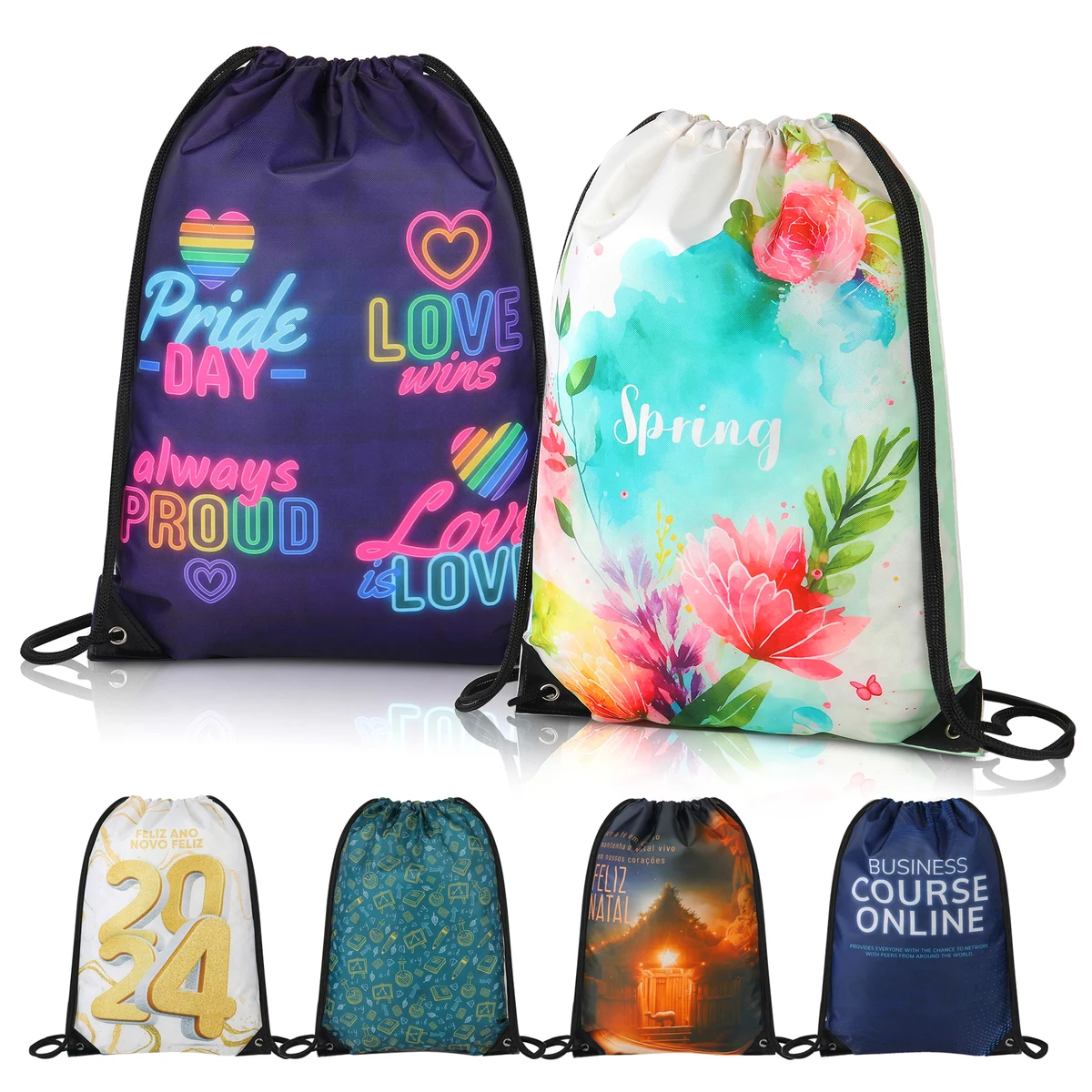 420D Heavy Duty Dye Sublimation Drawstring Backpack 1