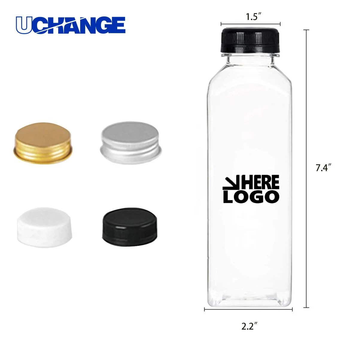 Food Grade Plastic Square Beverage Bottle Container (17 OZ) 1