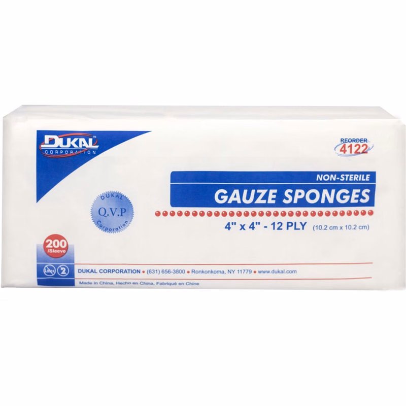 Gauze Sponges - 4" x 4" 12 ply Non-Sterile