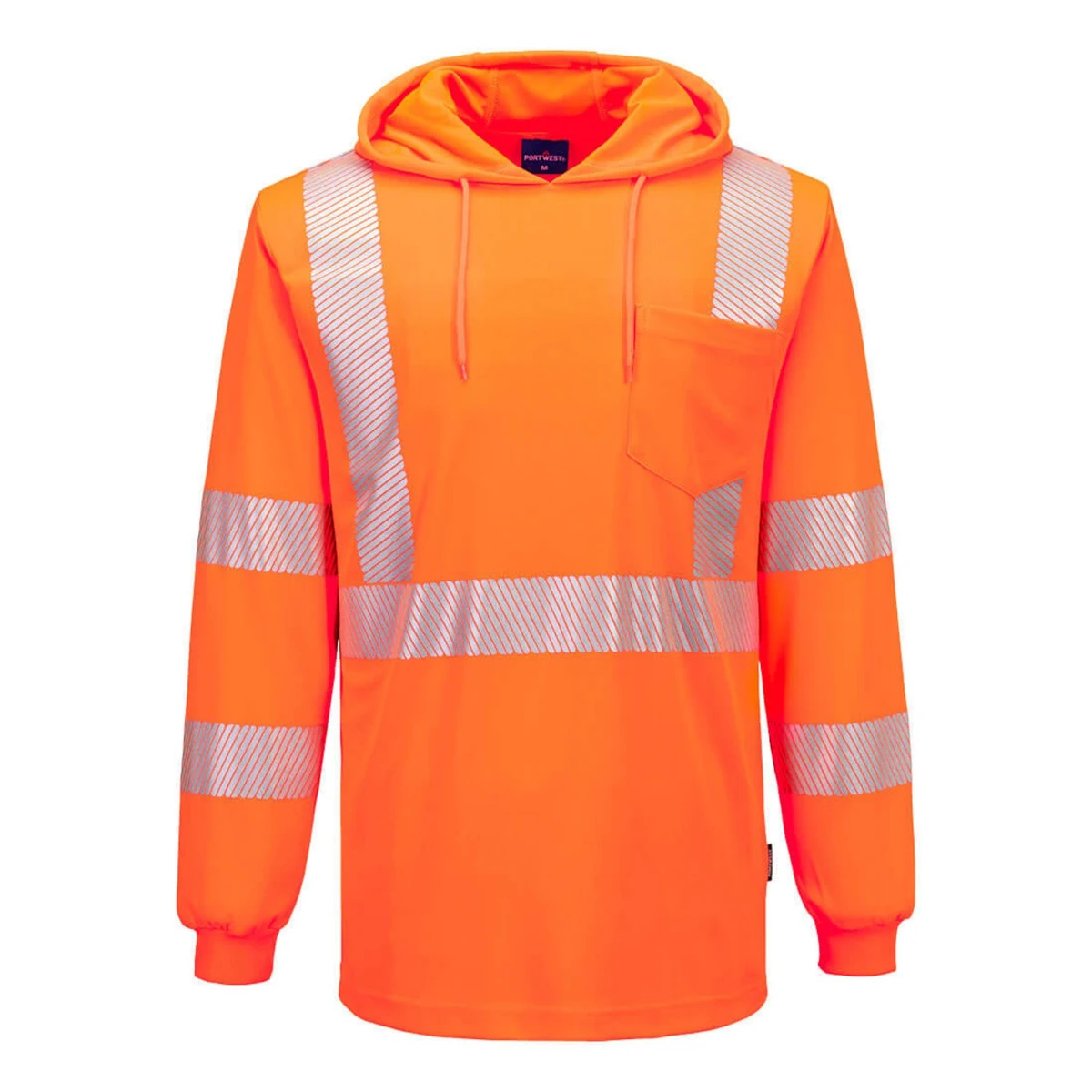 Portwest Hi-Vis Lightweight Hooded T-Shirt L/S, custom hoodie or sweatshirt with logo imprint 1