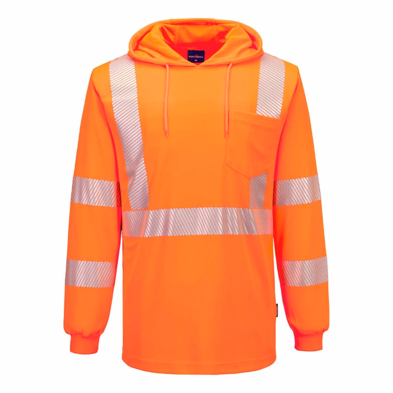 Portwest  Hi-Vis Lightweight Hooded T-Shirt L/S