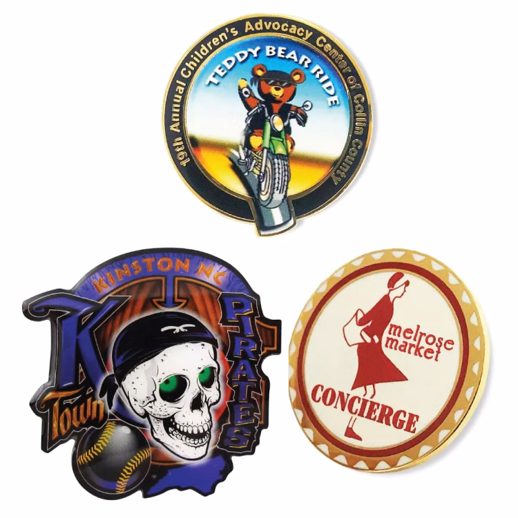 1" Full Color Offset Printed Lapel Pin with Epoxy Dome