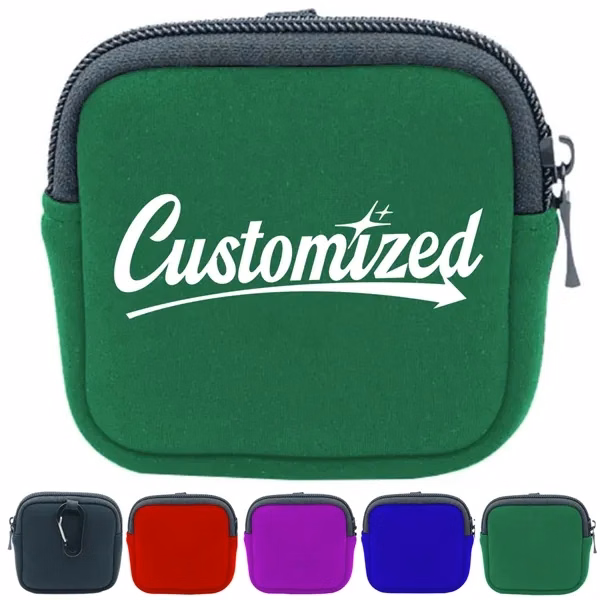 Custom Neoprene Square Zipper Pouch — Tech Accessory Storage for Trade Shows & Events