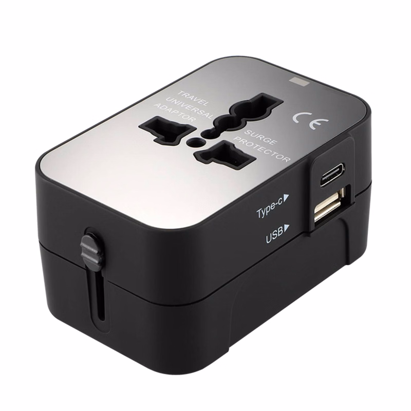 Dual Port Type C USB A Universal Travel Adapter