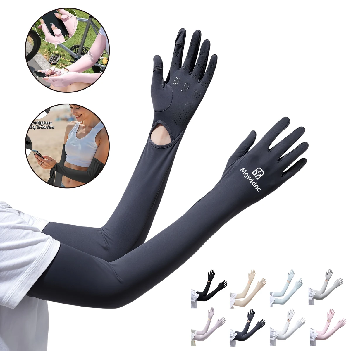Women's Long Thin Sun Sleeves UV Protection Arm Covers Outdoor Cycling Cool Touch Screen Gloves 1