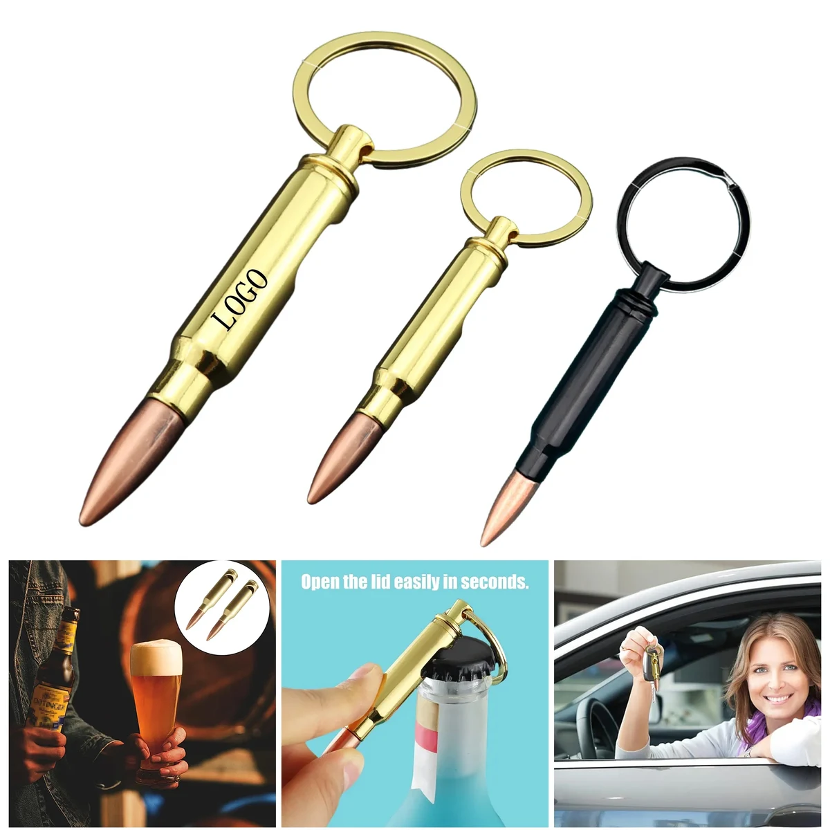 Stylish Bullet Shaped Bottle Opener Keychain 1