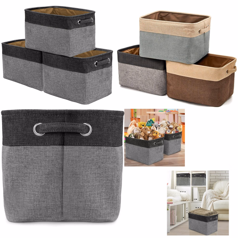 Rectangular Fabric Collapsible Organizer Bin with Carry Handles