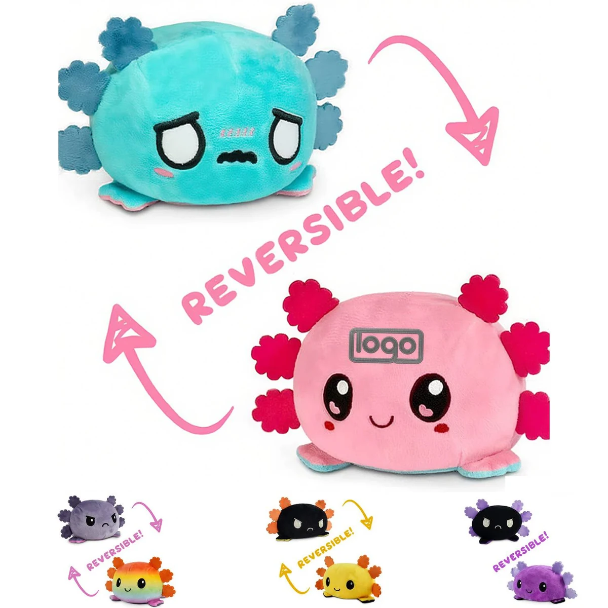 Reversible Axolotl Plush Stuffed Animal Toy 1