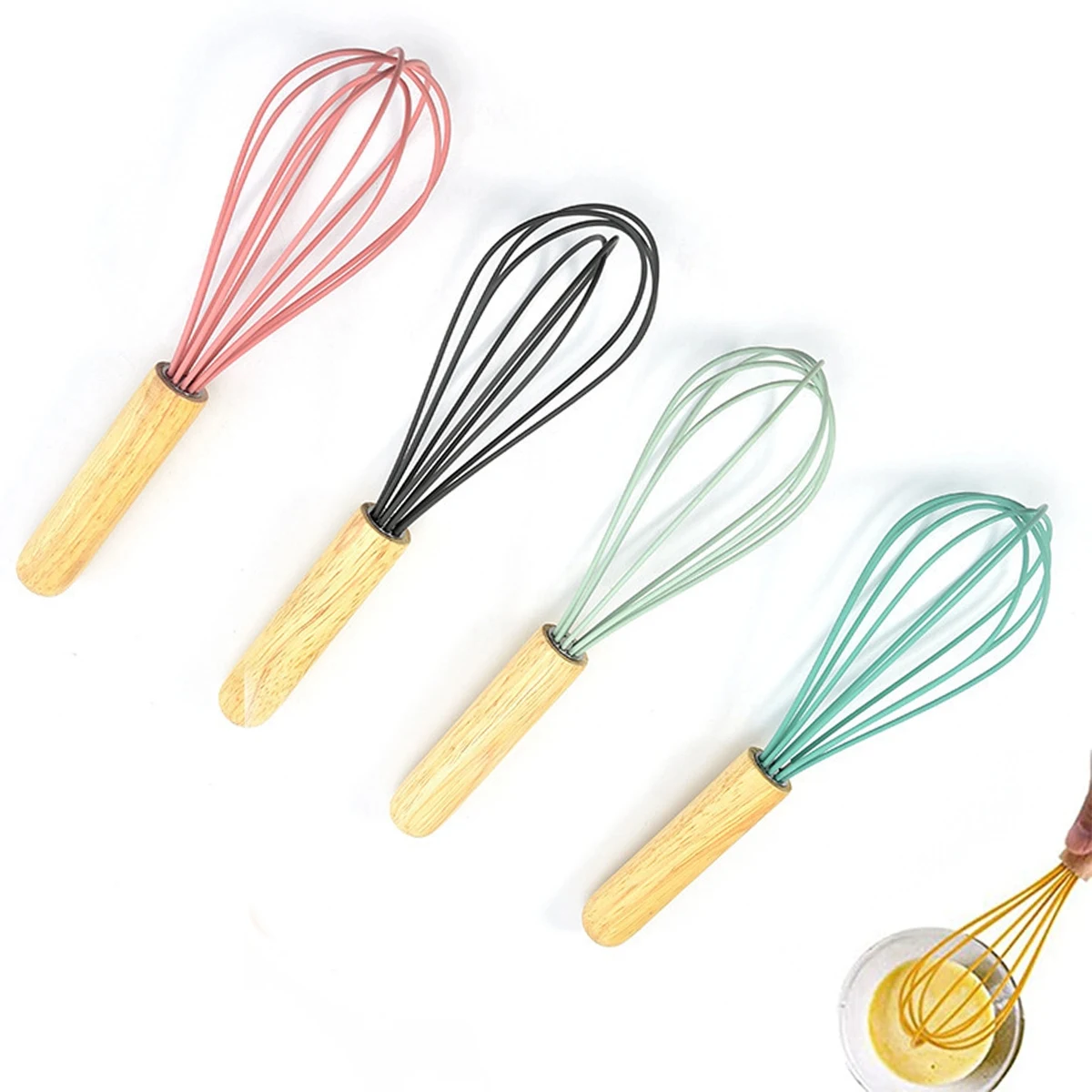 8-wire Silicone Whisk with Wooden Handle 1
