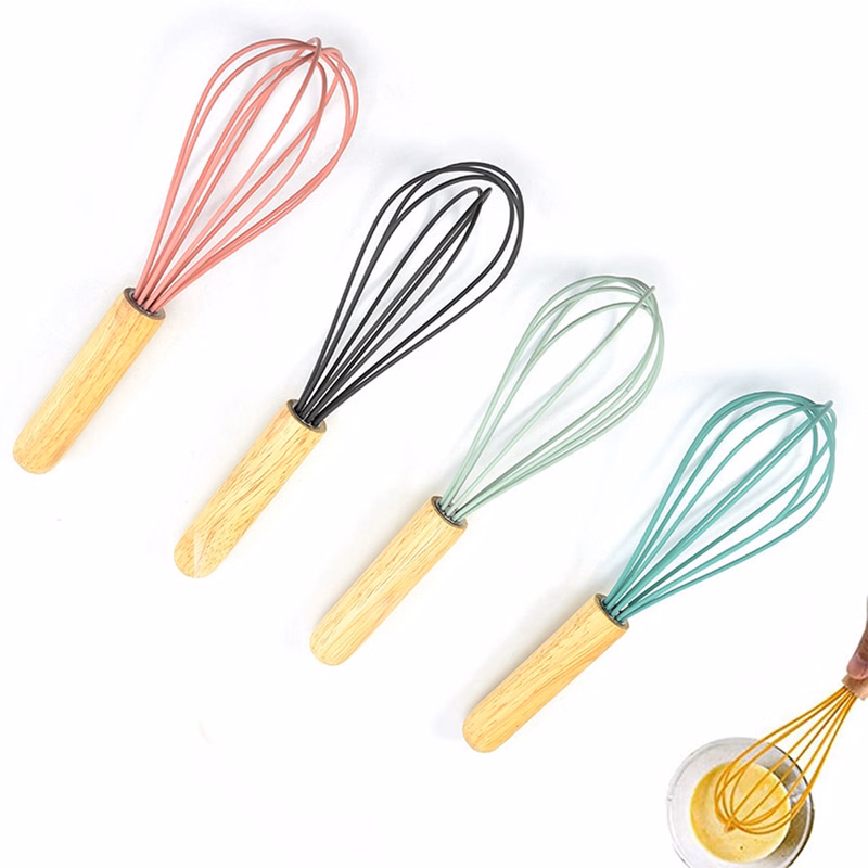 8-wire Silicone Whisk with Wooden Handle