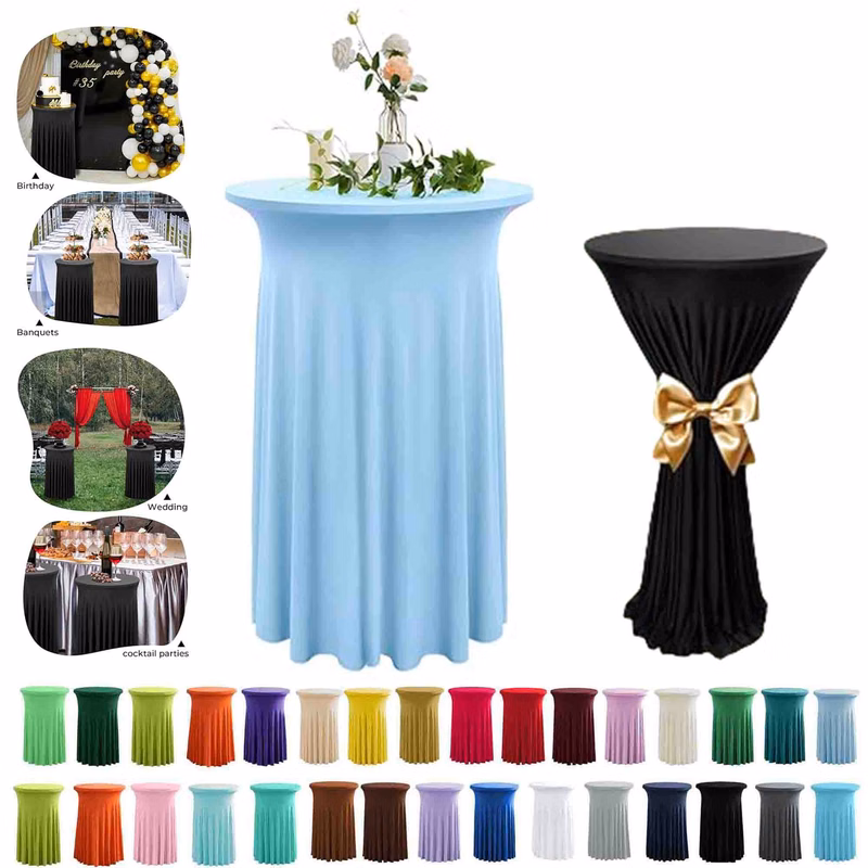 Round Cocktail Table Tablecloth with Wavy Drapes