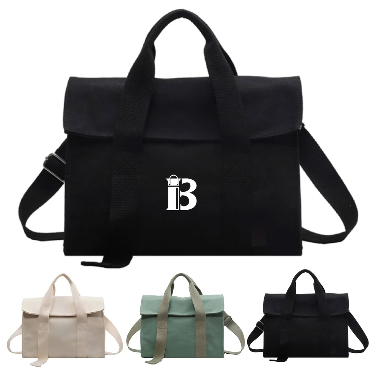 Canvas Crossbody Bag Simple Solid Color Handbag for Women 1