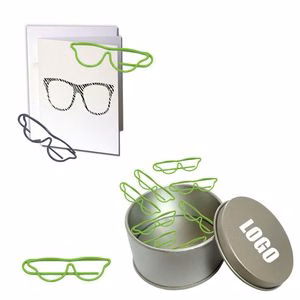 Glasses Shaped Paper Clips In Tin Box