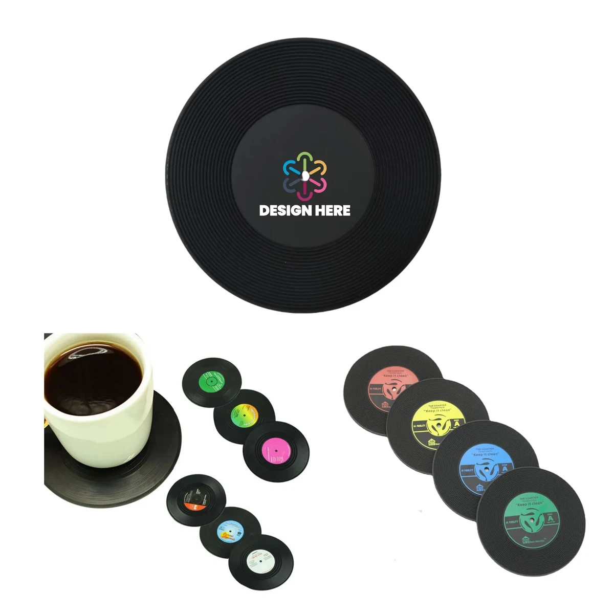 Retro Vinyl Record Coaster Full Color 1
