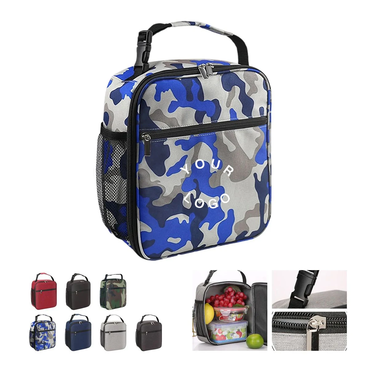 Portable PEVA Lunch Cooler Bag with Side Pocket 1
