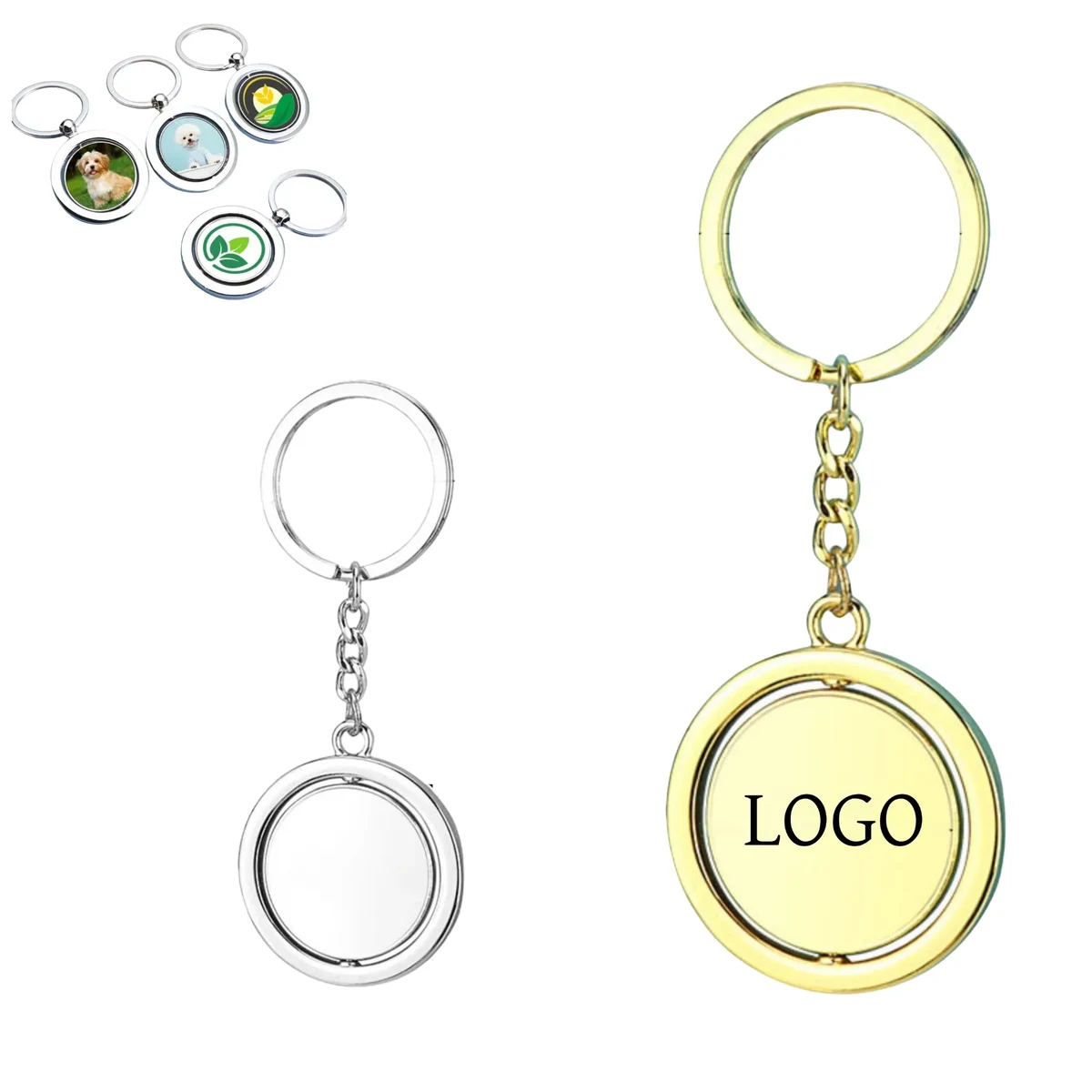 Metal Double-Sided Rotating Keychain 1