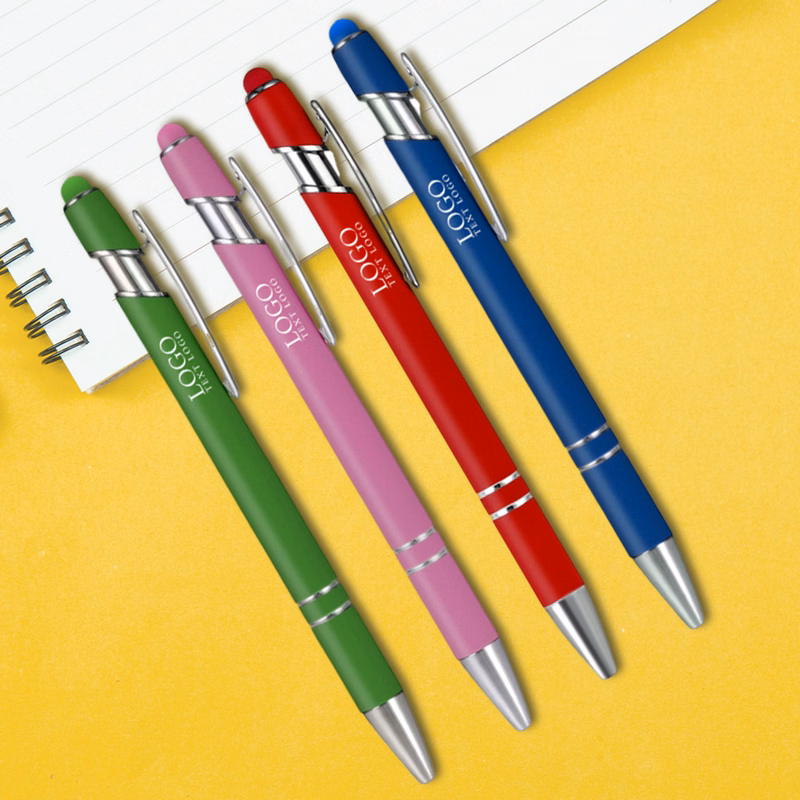 Metal Ballpoint Pen With Color Stylus Tip