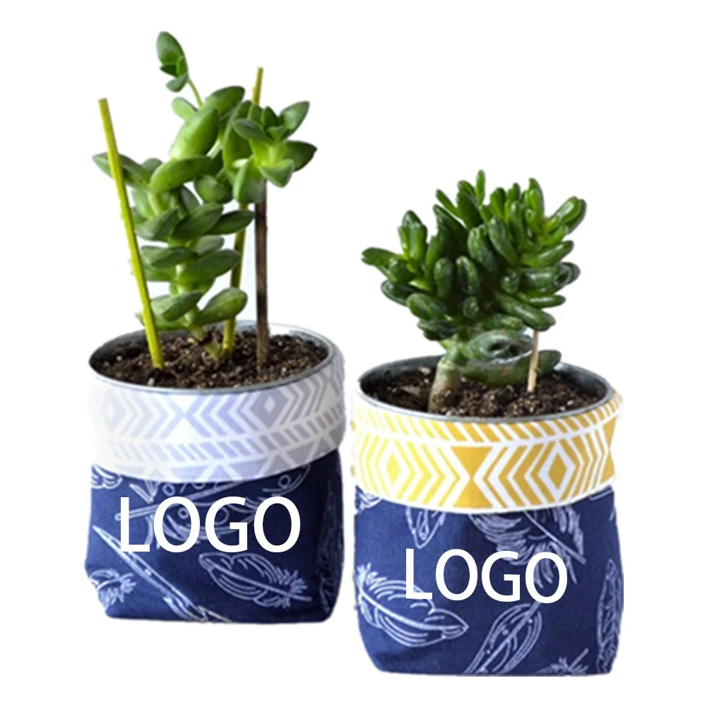 Canvas Plant Grow Pot Bags, custom tote bag with logo imprint 1