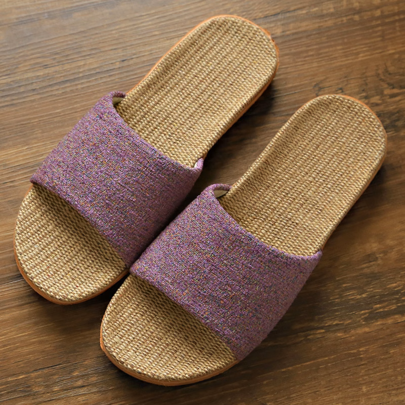 Lightweight Soft Cotton Linen Open-Toe Slippers