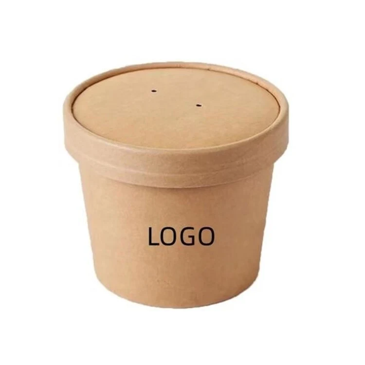 8OZ Kraft soup cup with lid 1