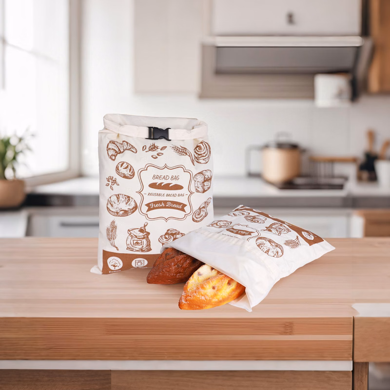Reusable Cotton and TPU Inner Bread Bags with Buckle
