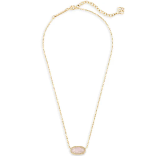 Kendra Scott Elisa Gold Pendant Necklace in Rose Quartz 1