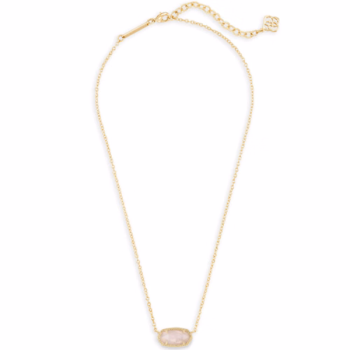 Kendra Scott Elisa Gold Pendant Necklace in Rose Quartz