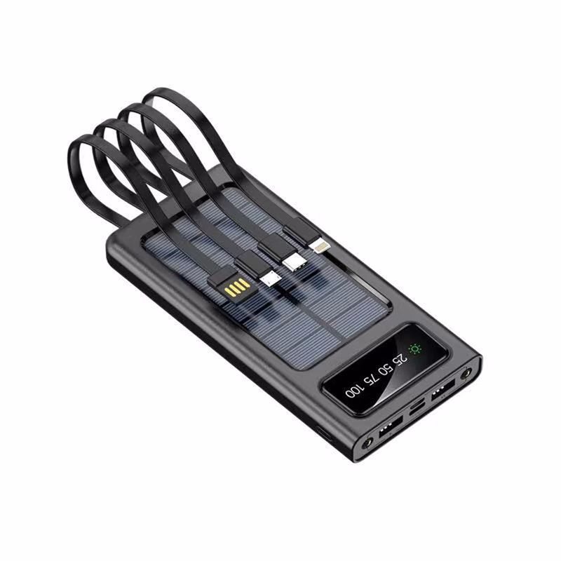 Solar Power Bank with Data Cables